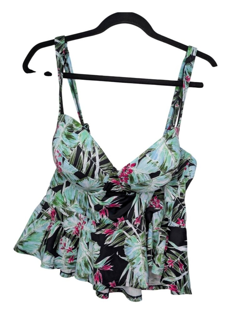 Torrid Tropical Print Vixen Underwire Peplum Tankini Swim Top Size 1X